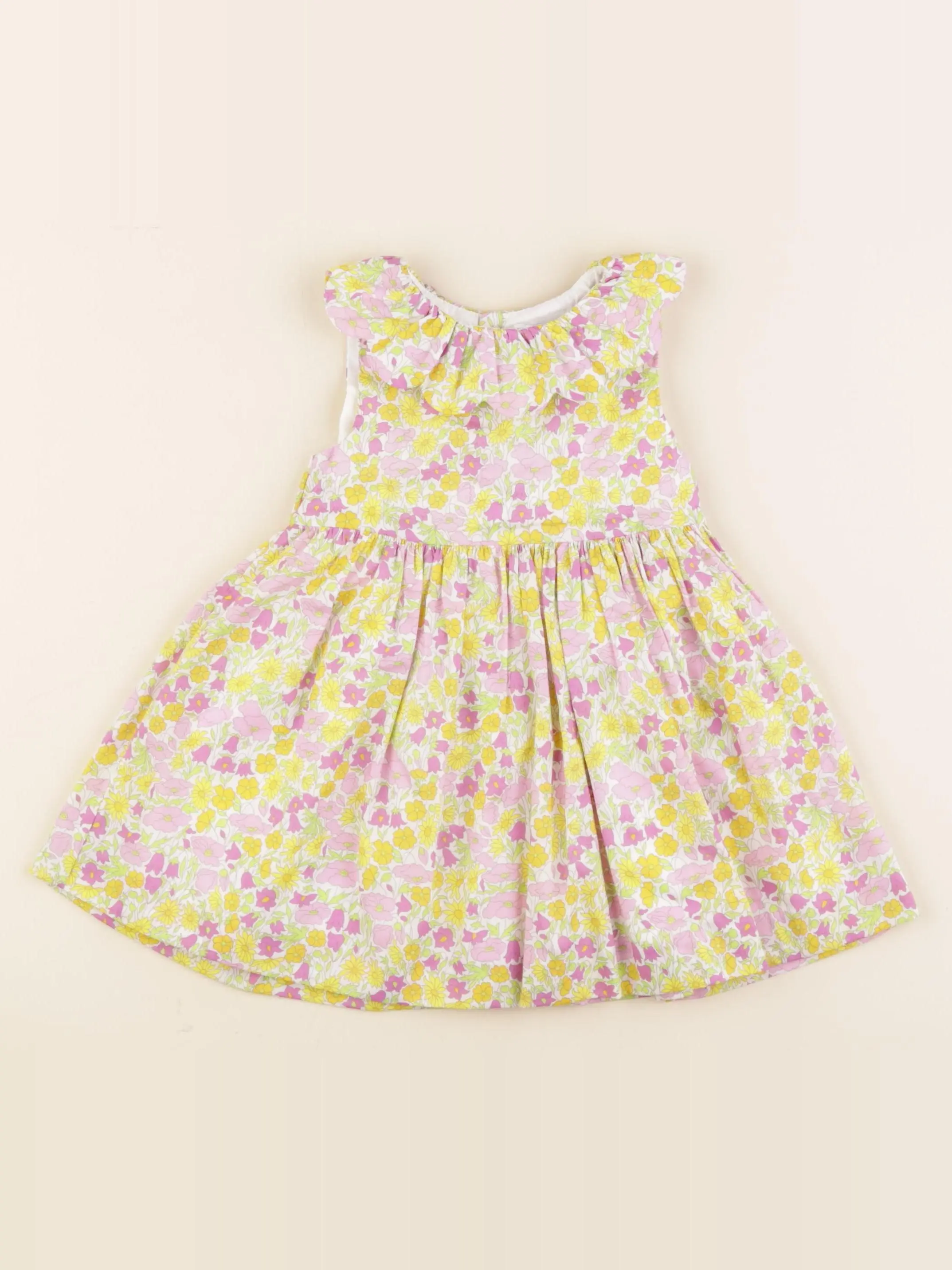 Robe liberty blanc, jaune, violet