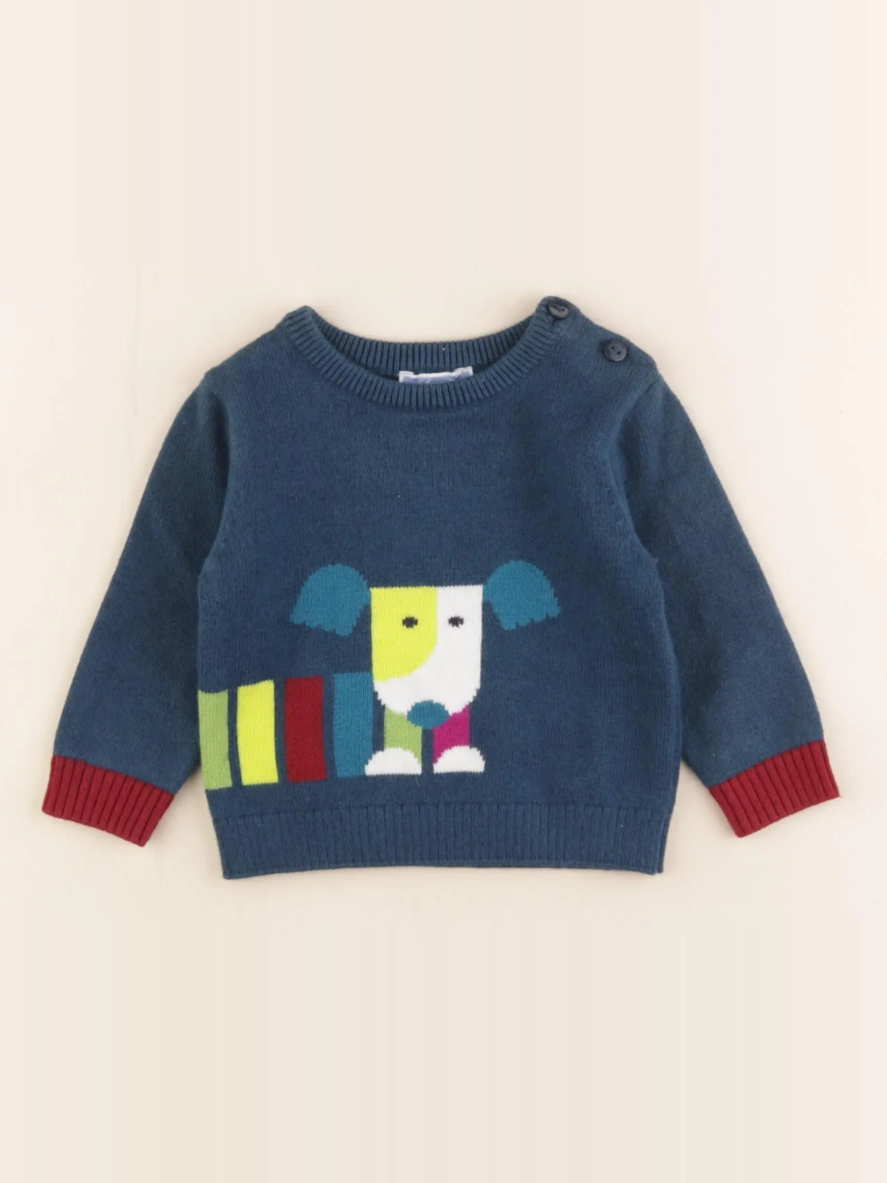 Pull imprimé au dos bleu