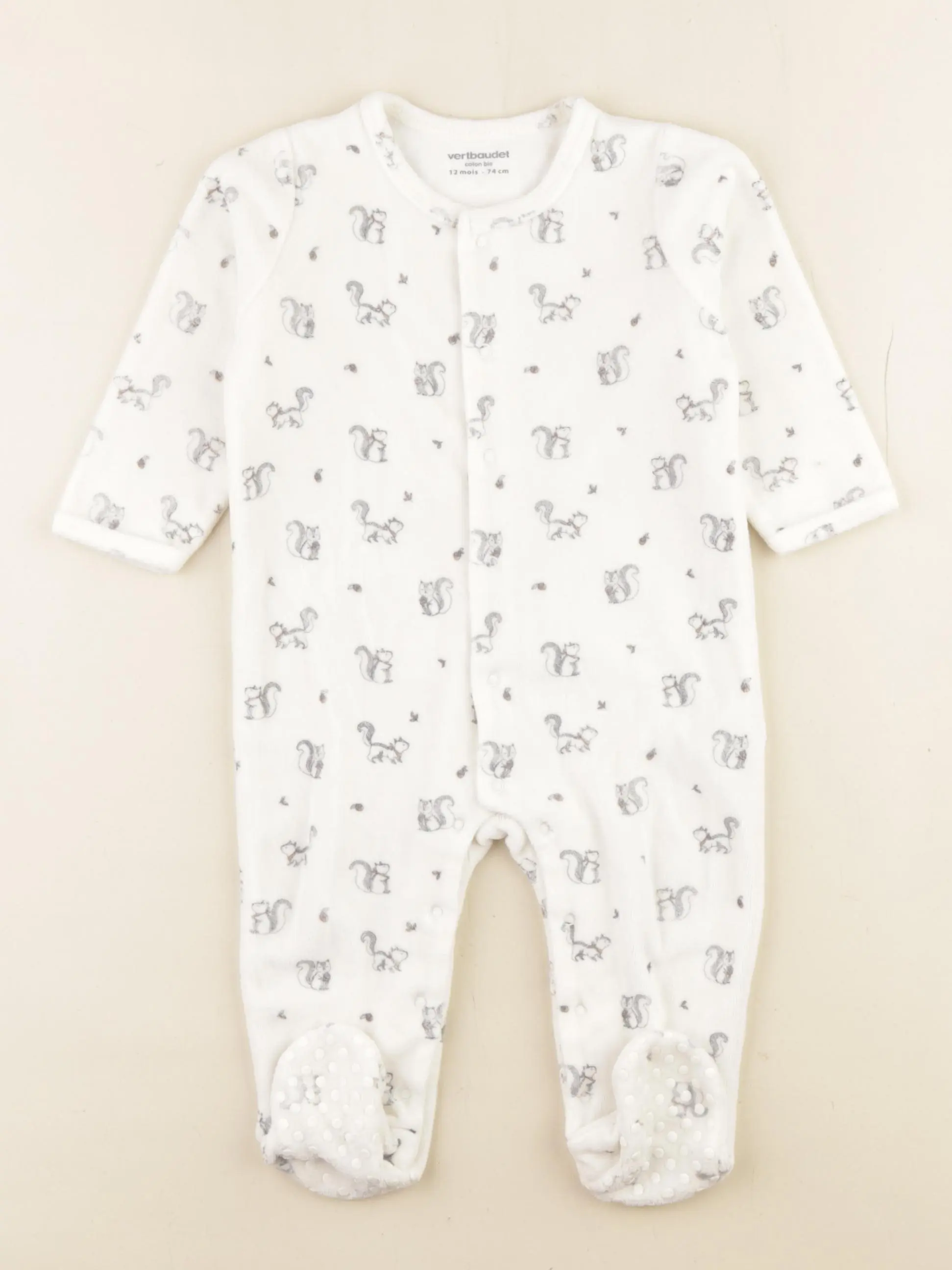 Pyjama velours beige, gris