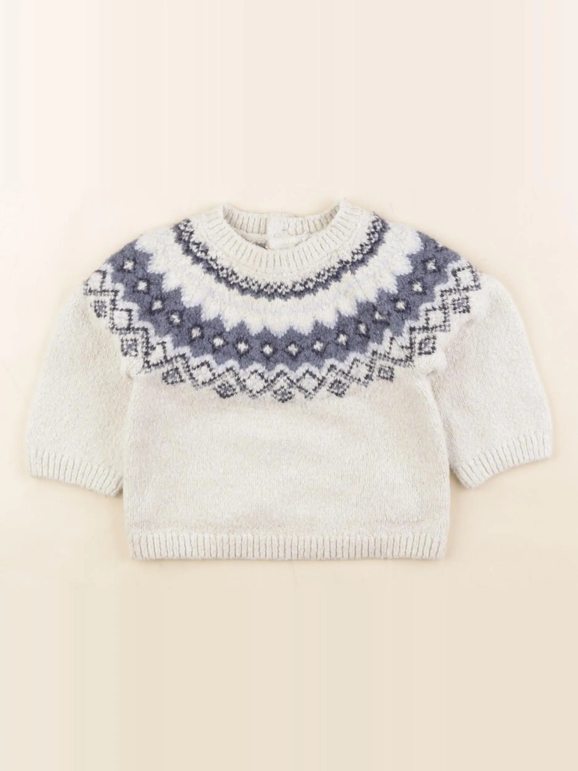 Pull blanc, bleu