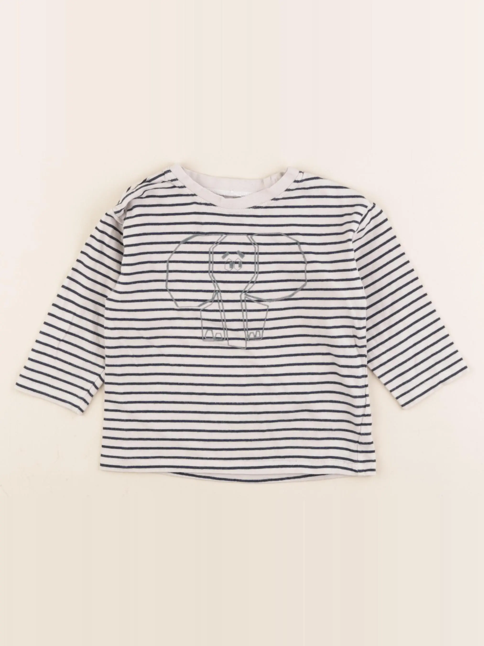 Tee-shirt beige, bleu