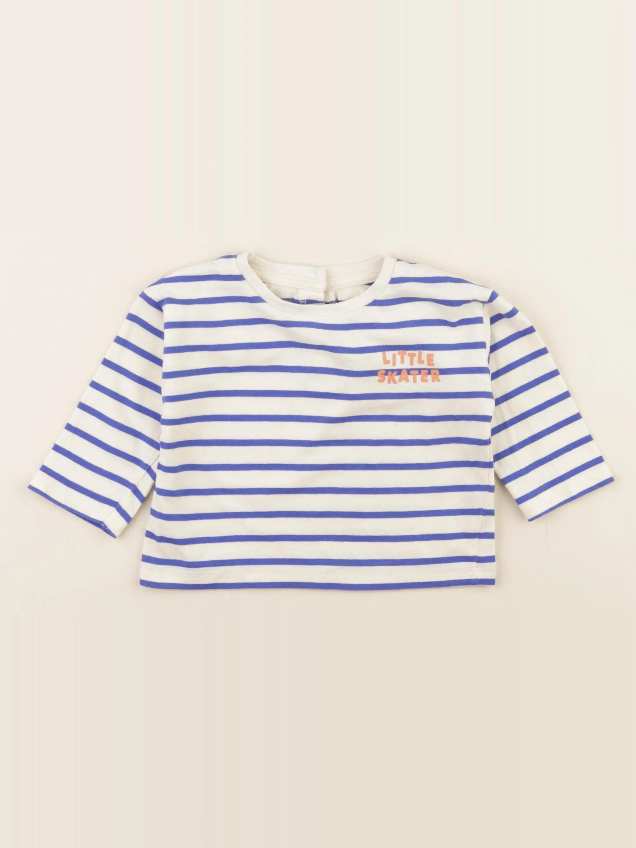 Tee-shirt beige, bleu