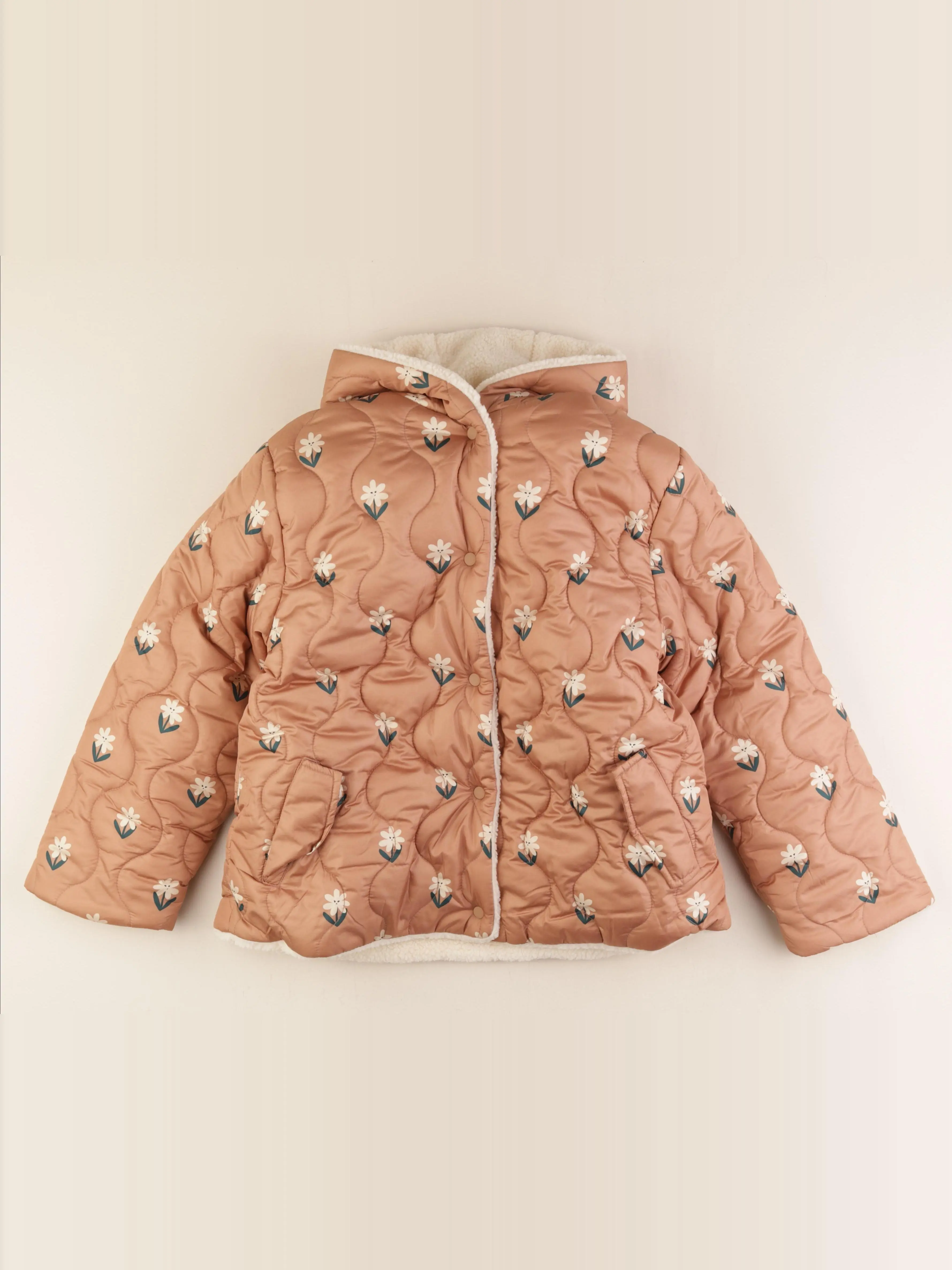 Doudoune réversible marron, beige
