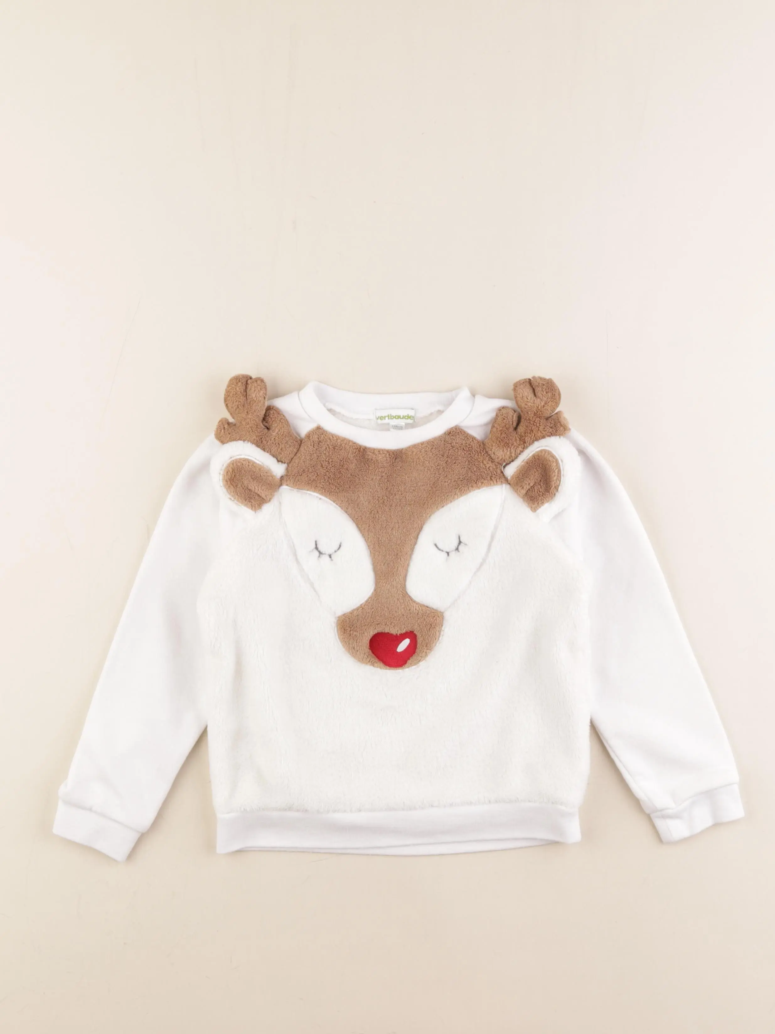 Pull blanc, marron