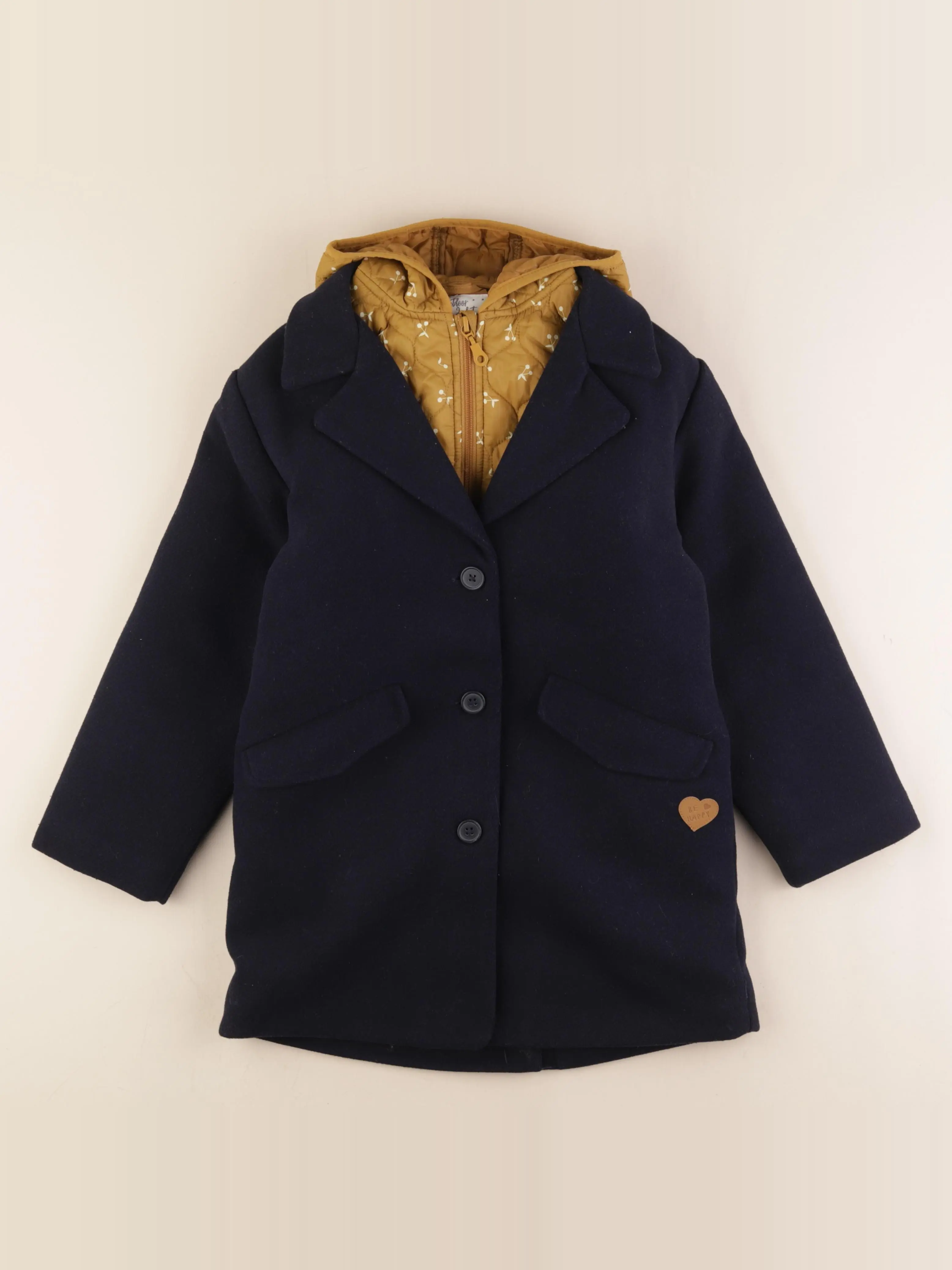 Manteau doublure amovible jaune, bleu