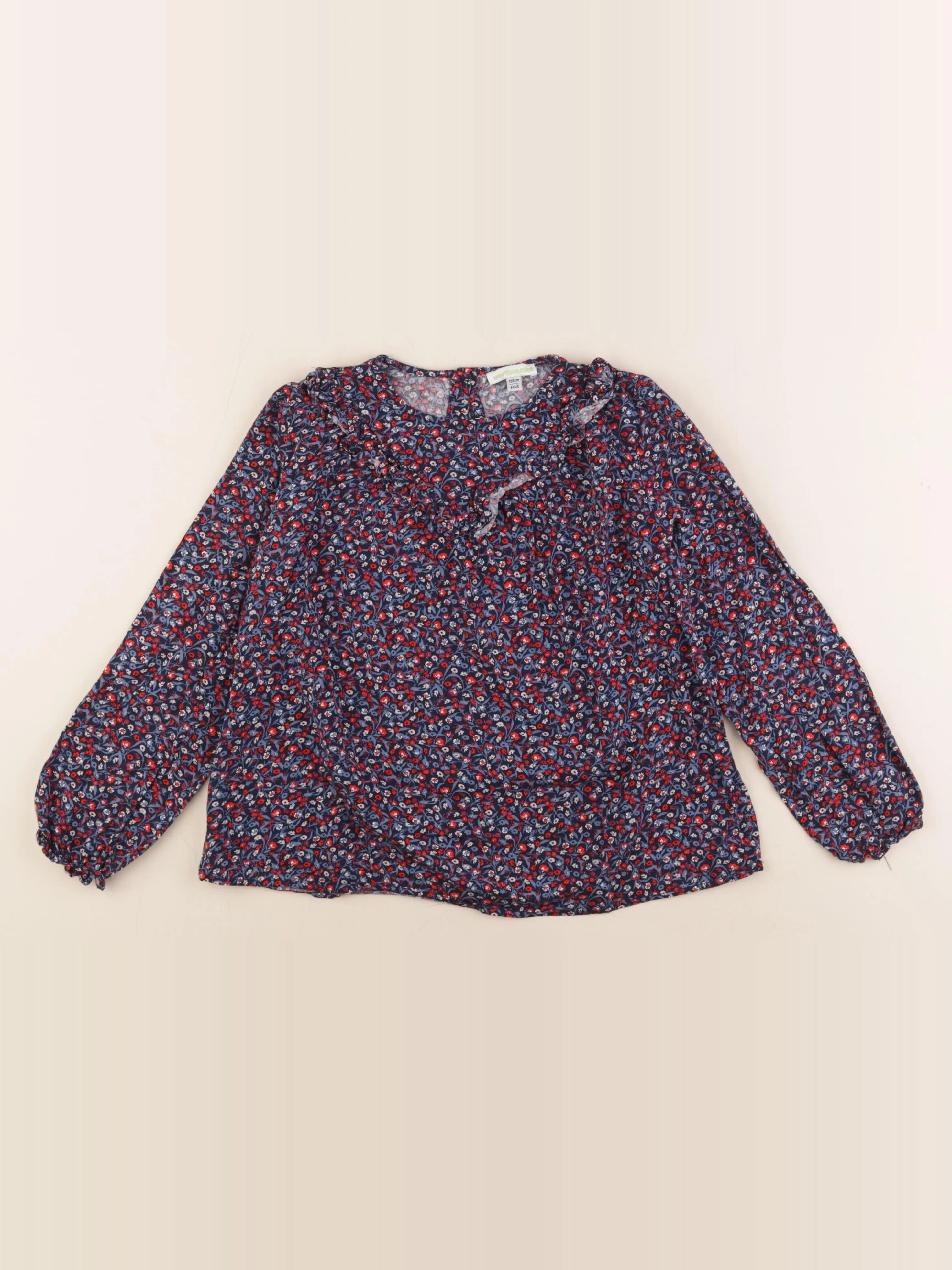 Blouse bleu, rouge