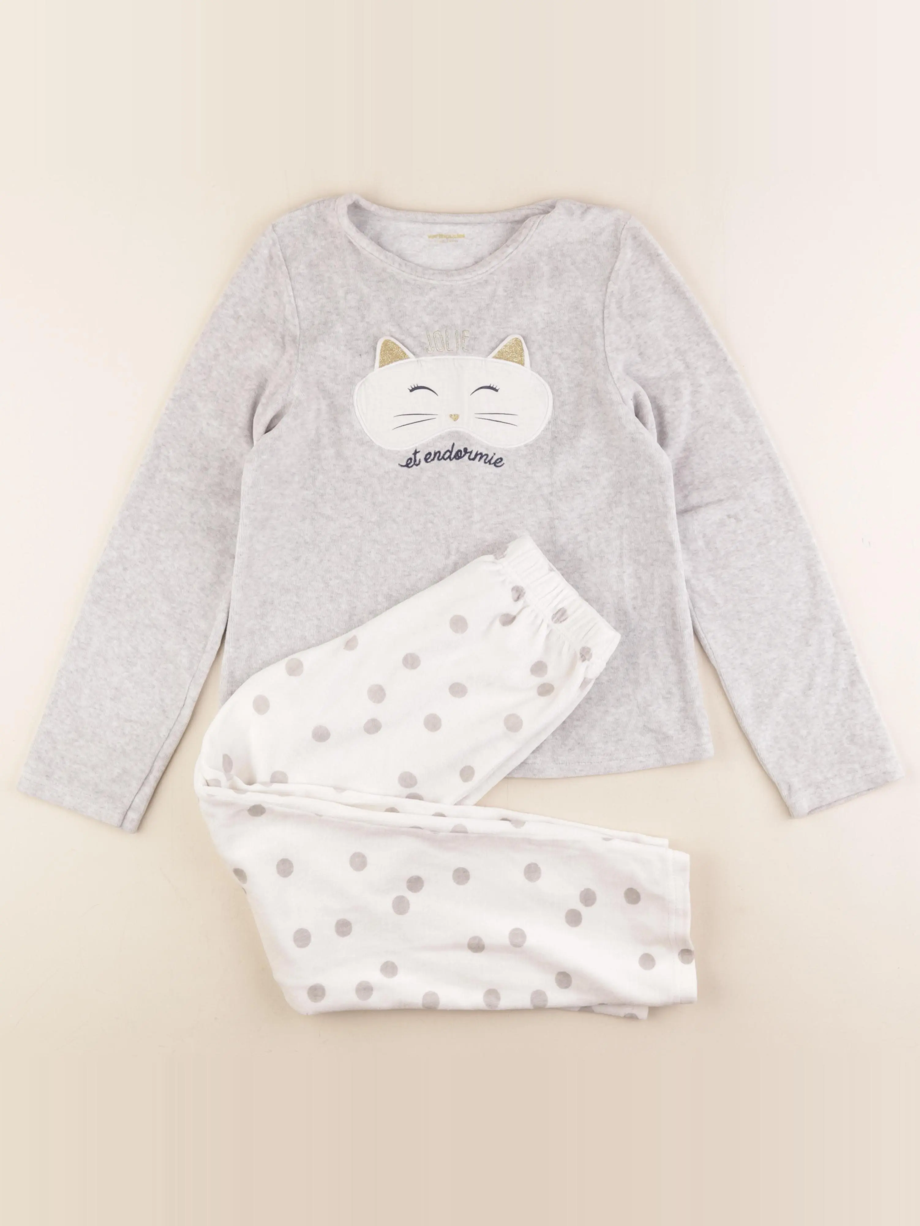 Pyjama velours gris, or