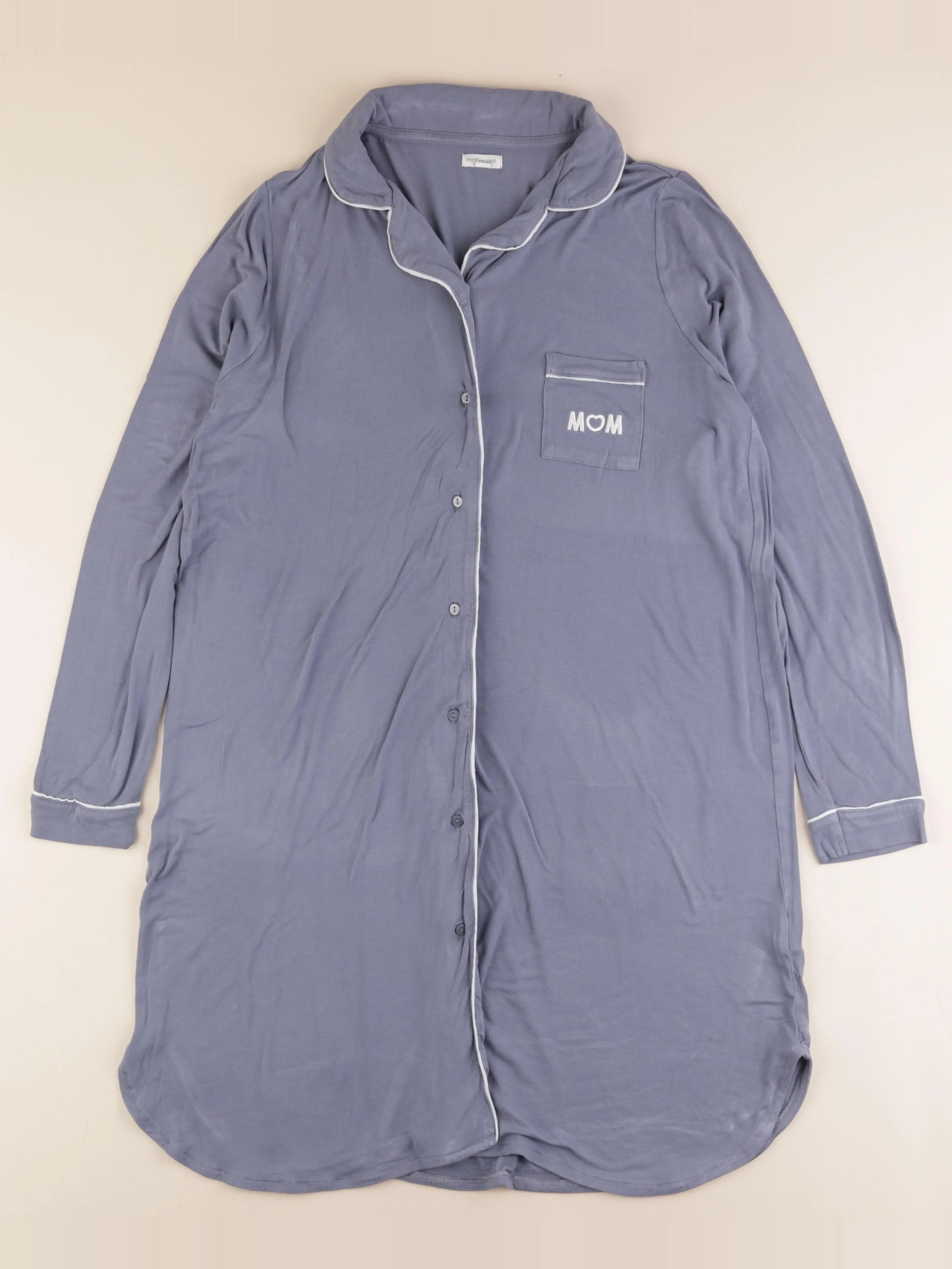 Chemise de nuit grossesse, allaitement coton bleu
