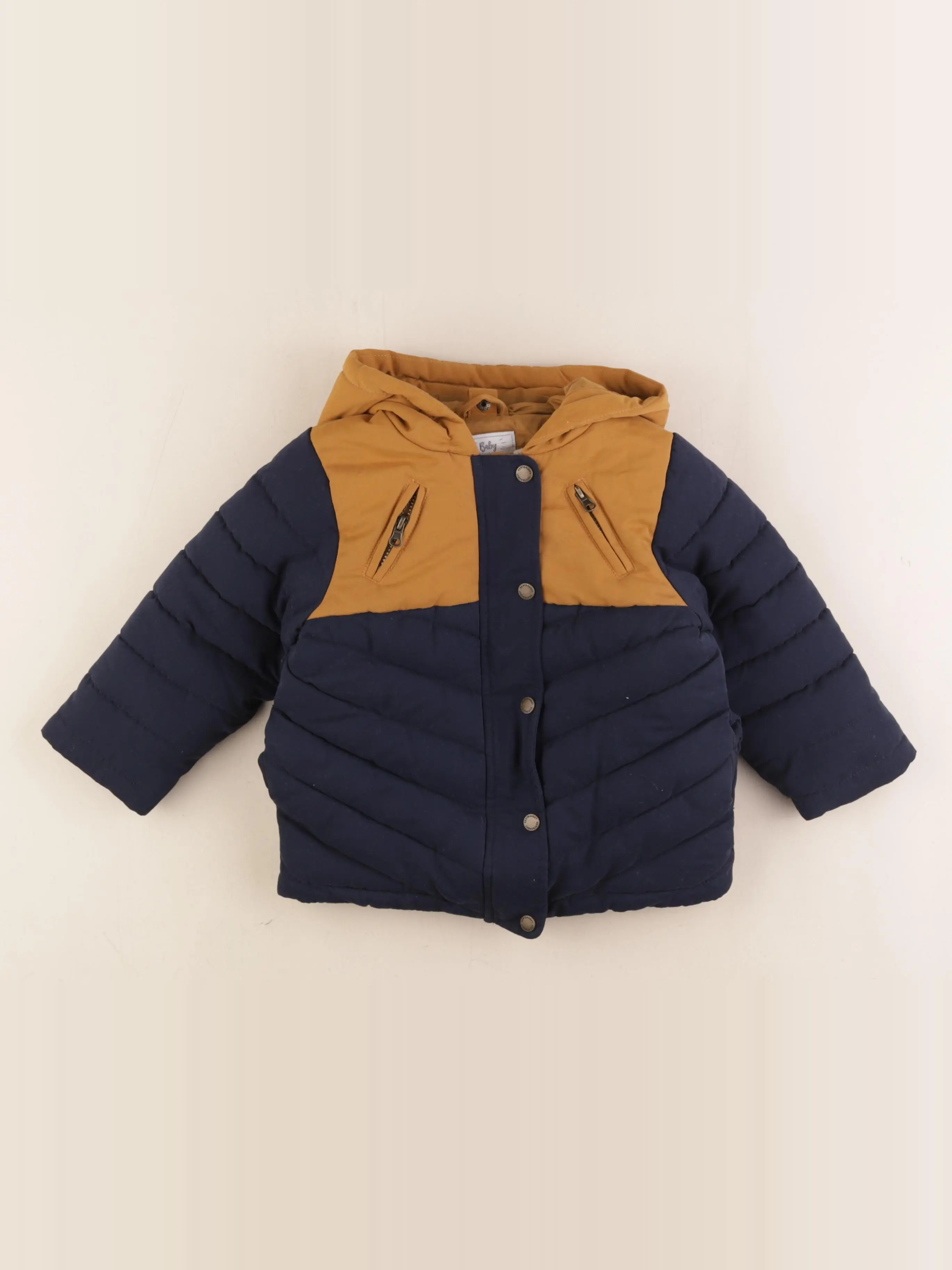 Parka bleu, jaune