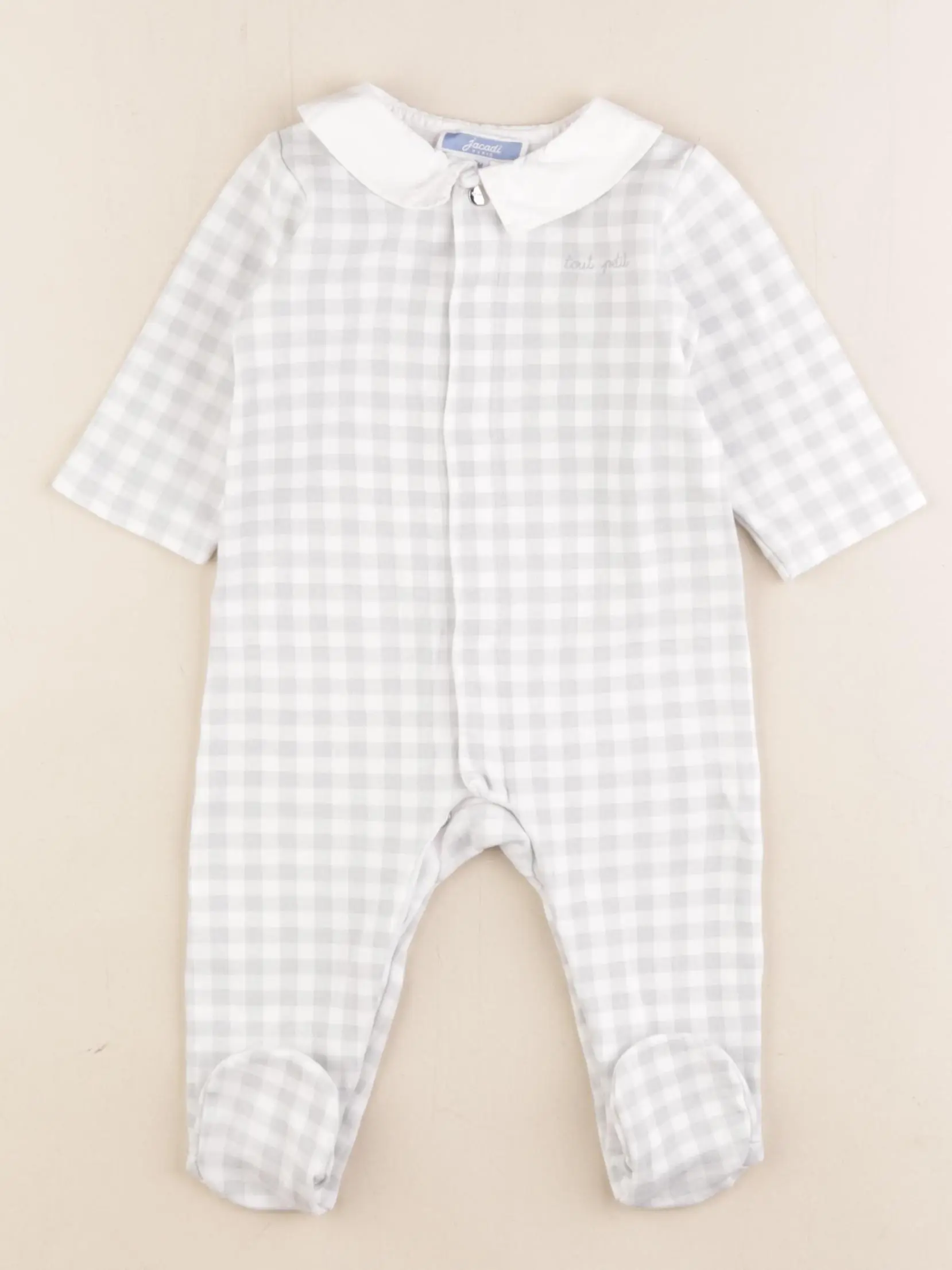 Pyjama coton blanc, gris