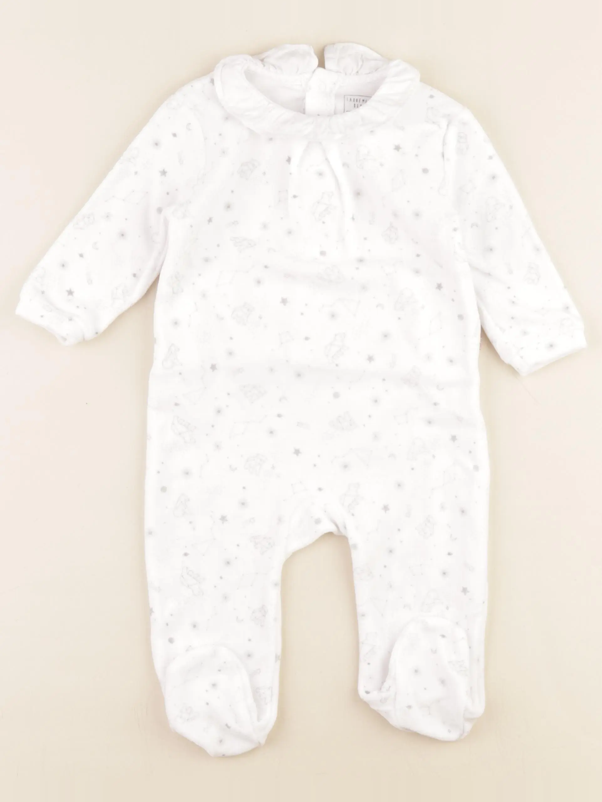 Pyjama velours blanc, gris