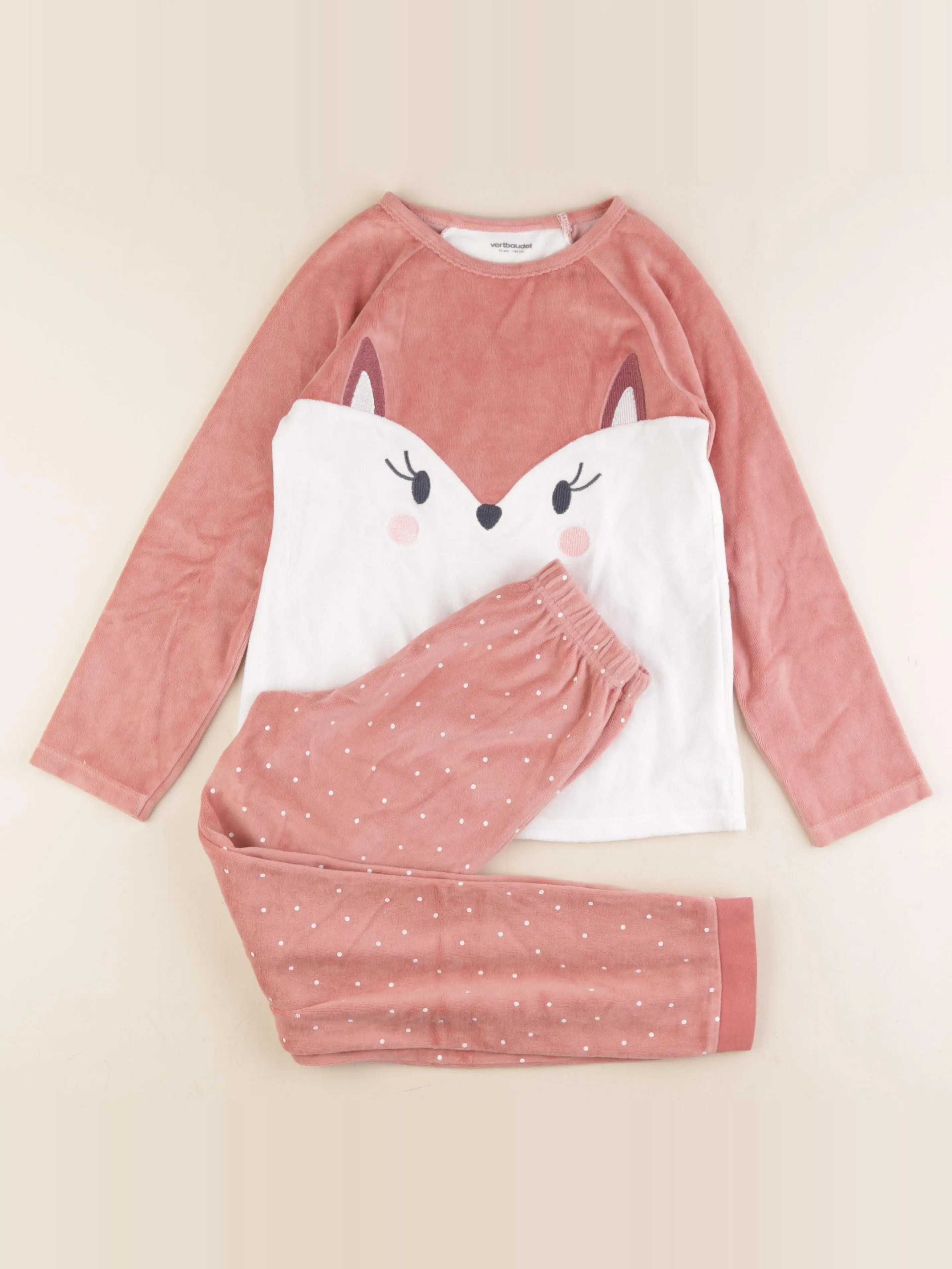 Pyjama velours blanc, rose
