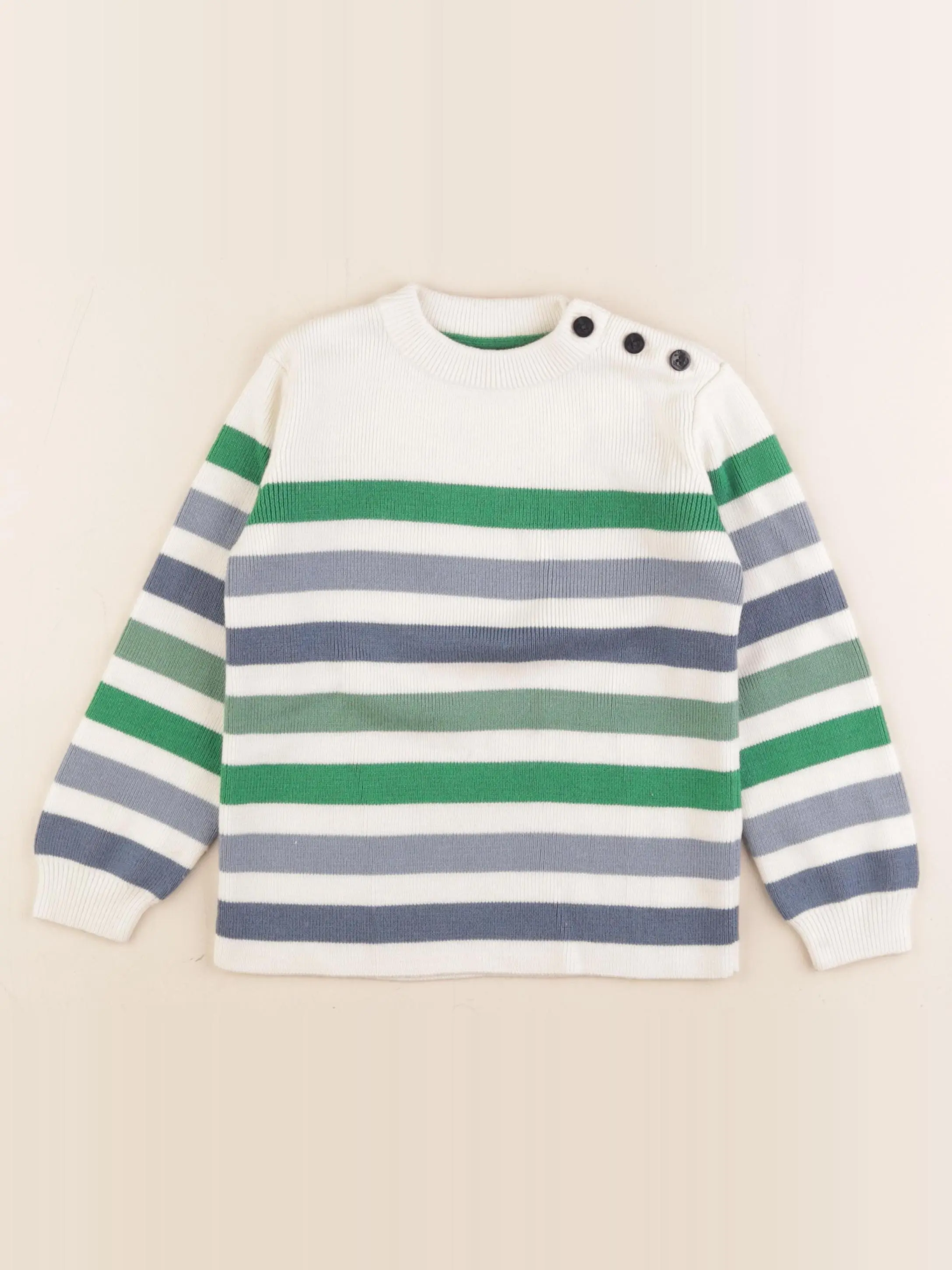 Pull blanc, bleu