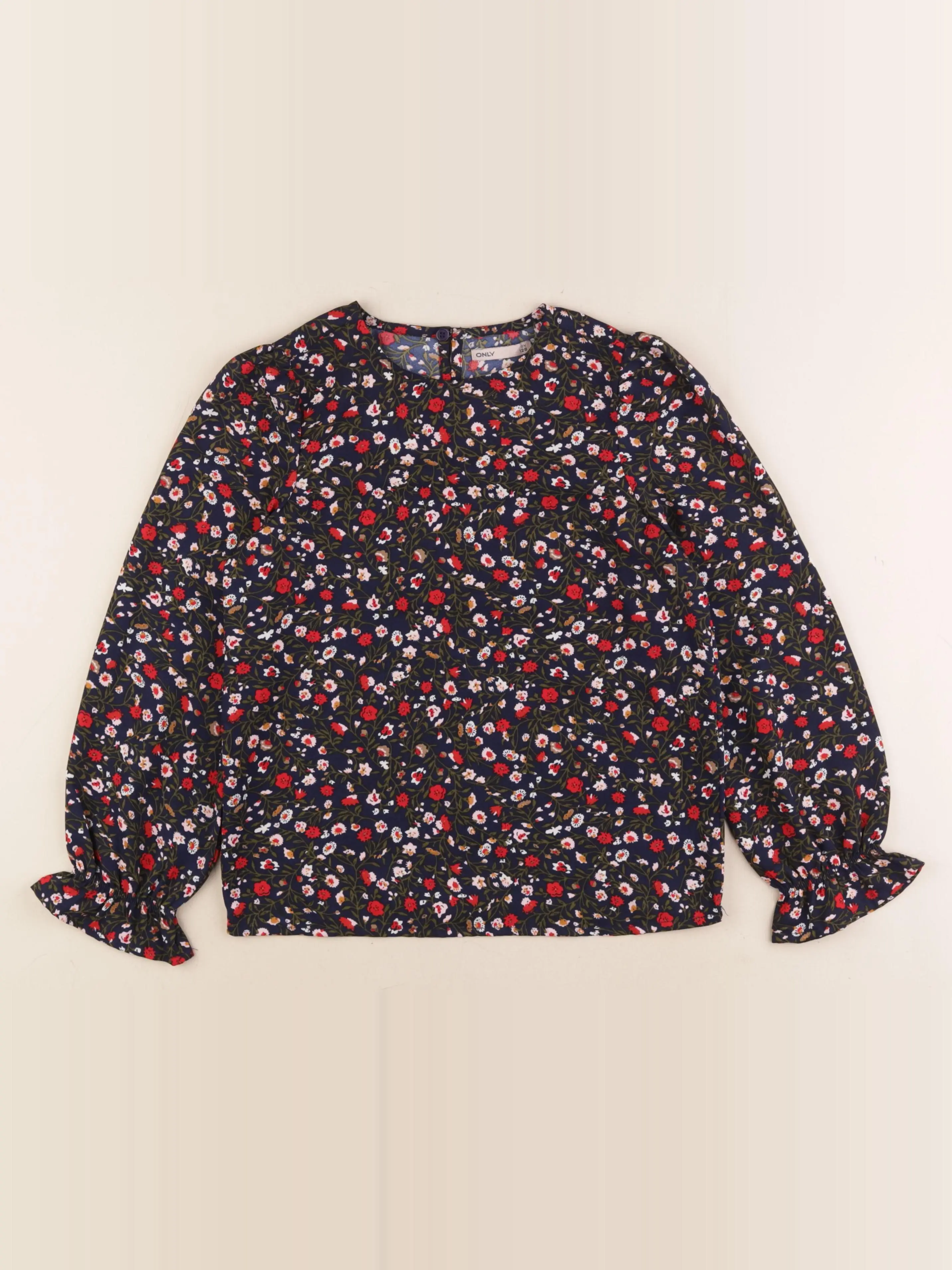 Blouse bleu, multicolore