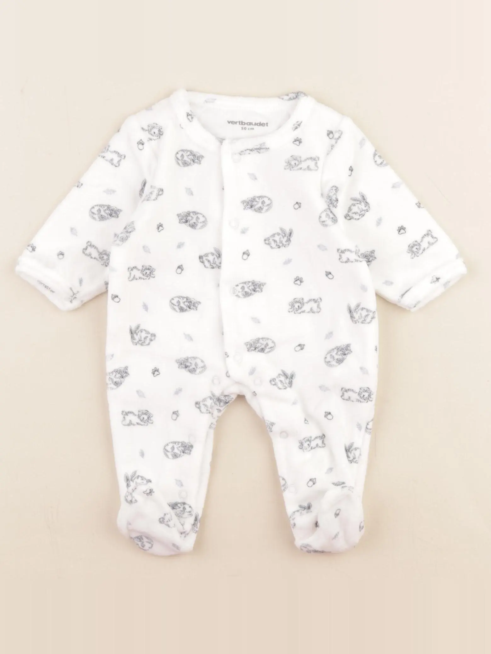 Pyjama velours blanc, bleu