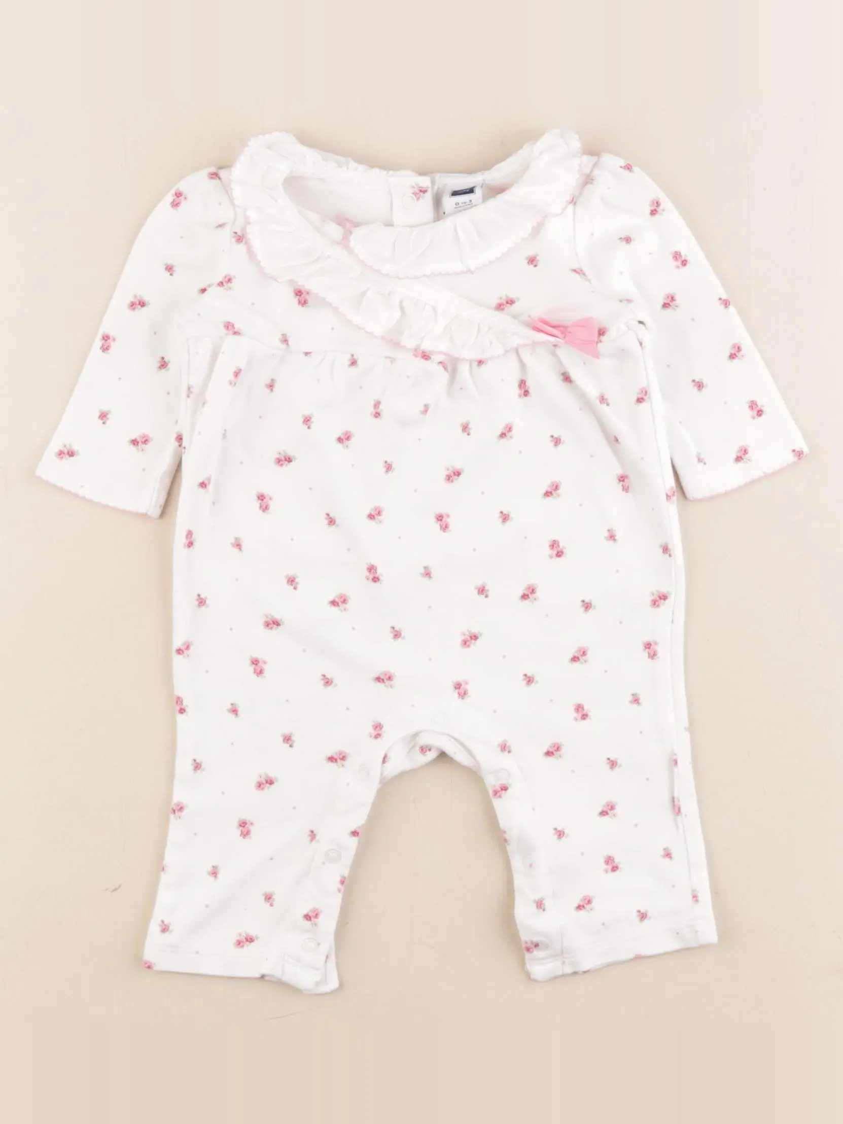 Pyjama coton blanc, rose