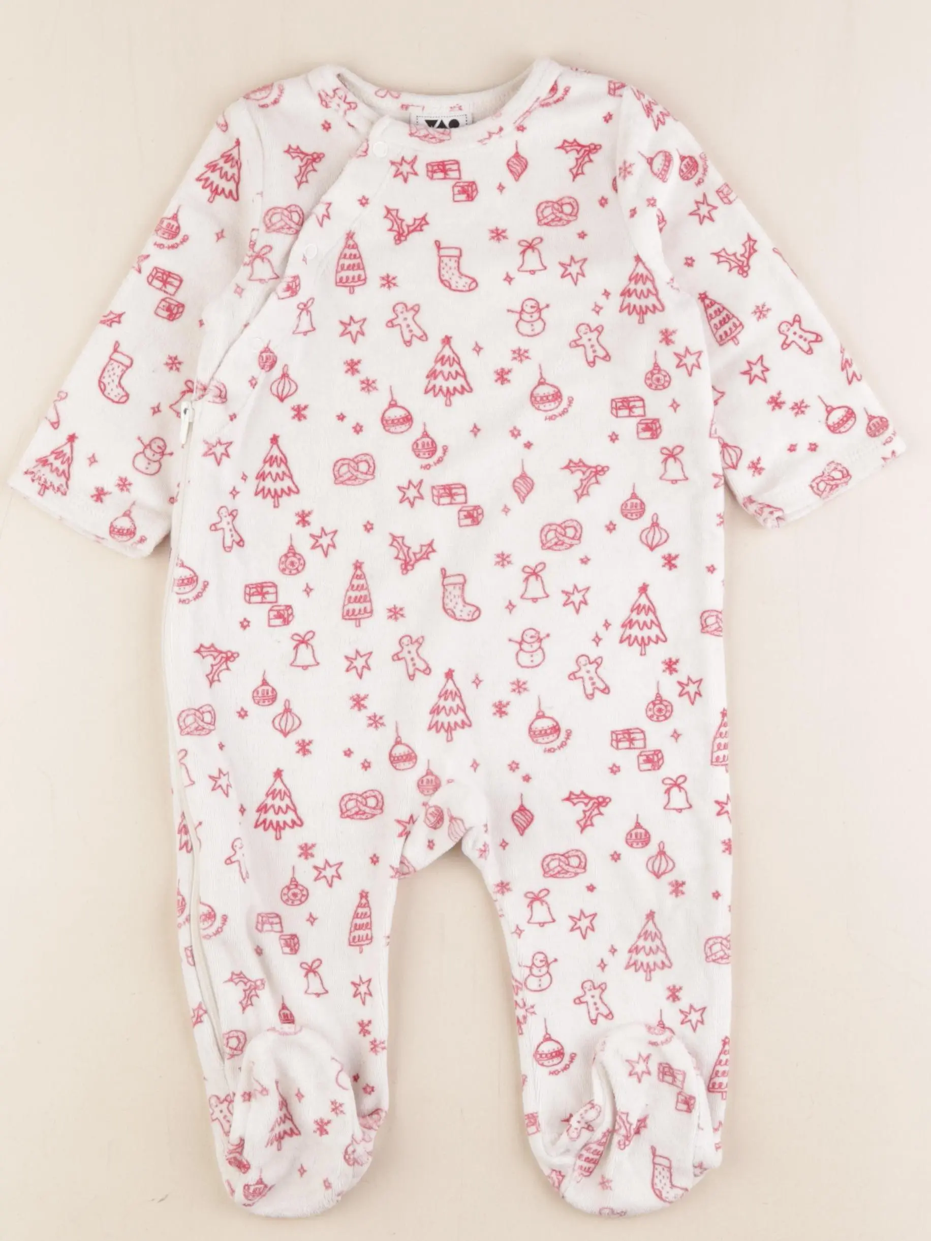 Pyjama velours blanc, rouge