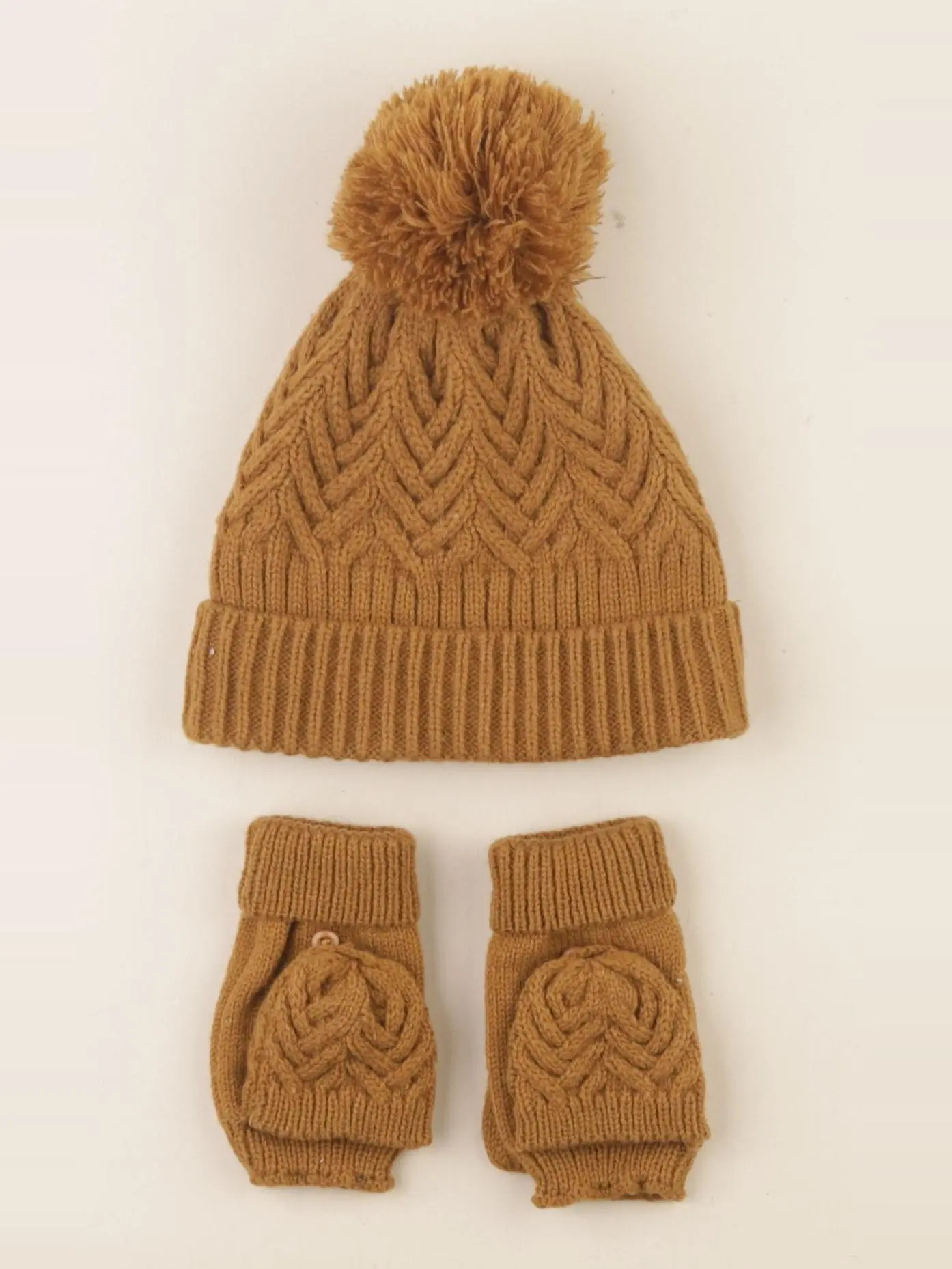 Ensemble bonnet/moufles marron