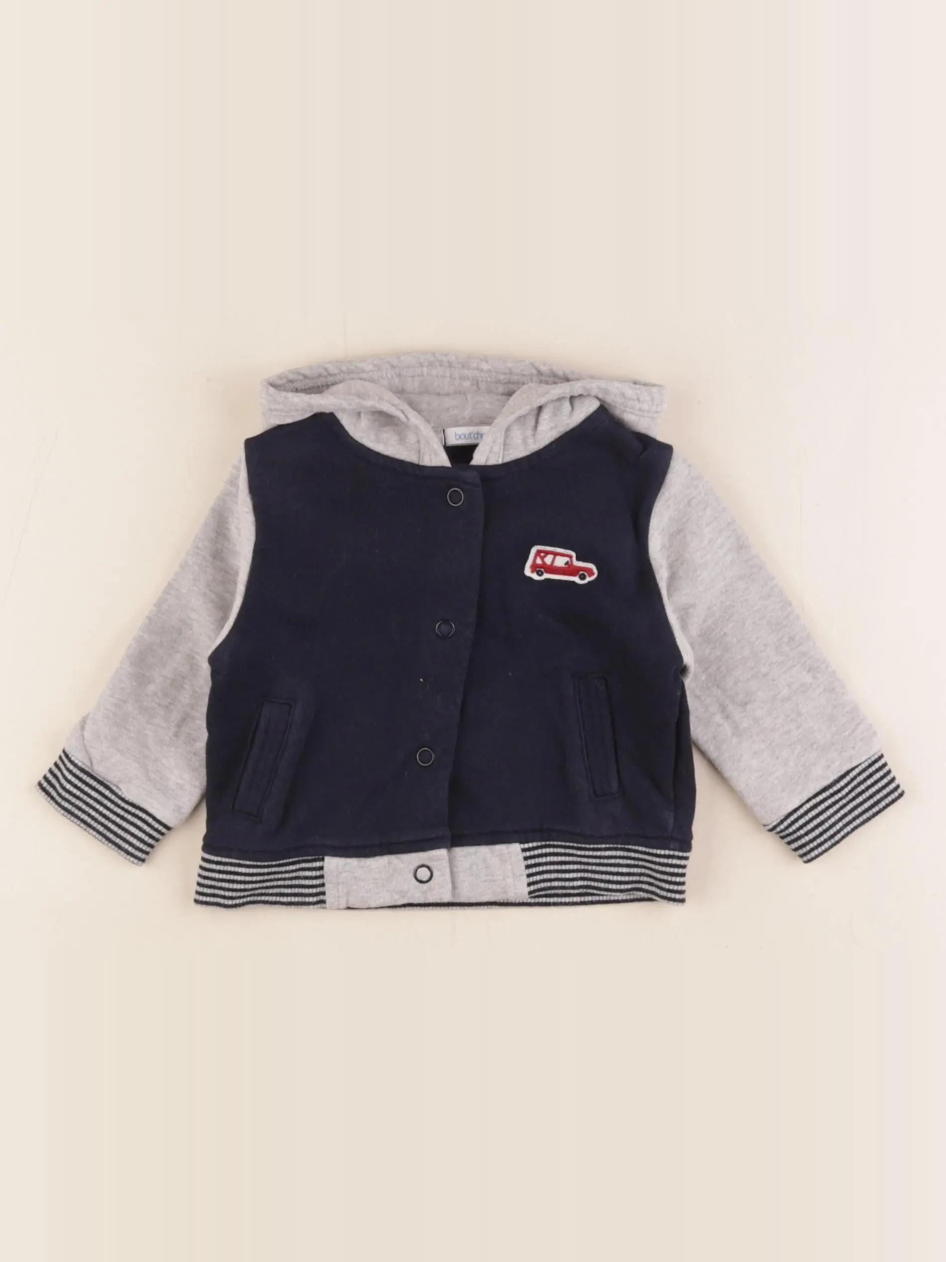 Sweat gris, bleu